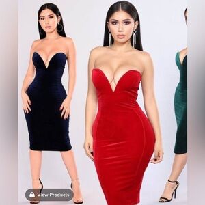 FASHION NOVA: Karah Velvet Dress Hunter Green